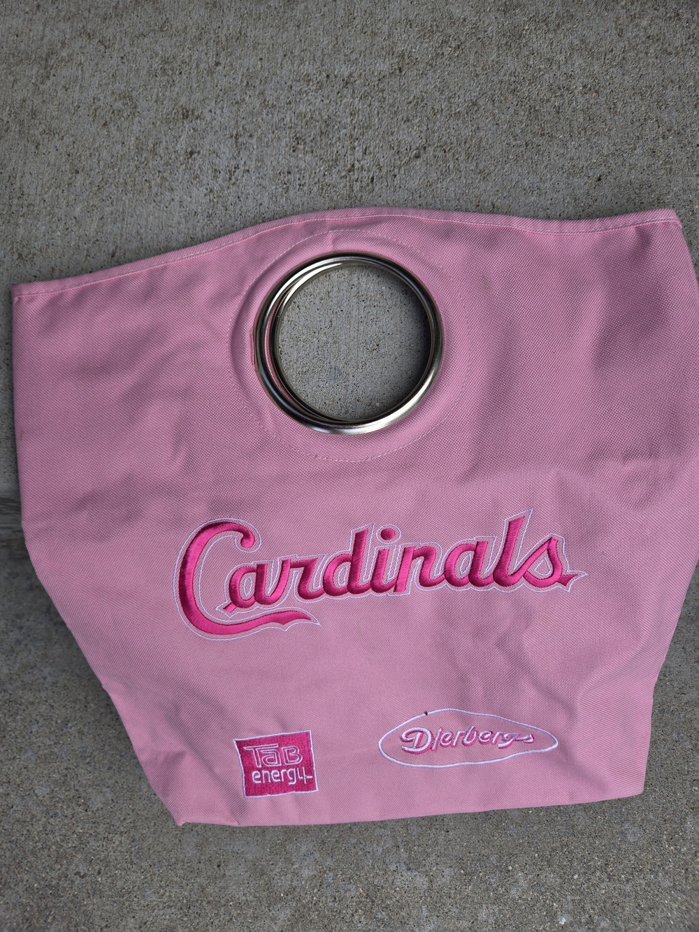 Cardinals Pink Tote Bag with Metal Ring Handles